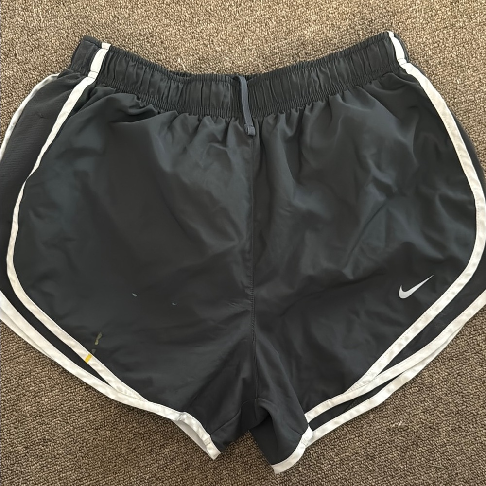 Nike White and Gray Athletic Shorts with Moisture-Wicking Fabric